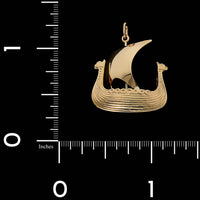 14K Yellow Gold Estate Viking Ship Norway Charm