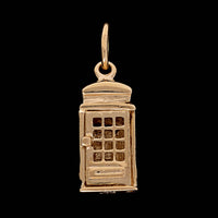 14K Yellow Gold Estate Phone Booth Charm