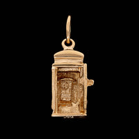 14K Yellow Gold Estate Phone Booth Charm