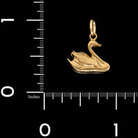 18K Yellow Gold Estate Swan Charm