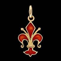 18K Yellow Gold Estate Enamel Fluer De Lis Pendant