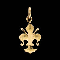 18K Yellow Gold Estate Enamel Fluer De Lis Pendant