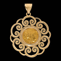 18K and 22K Yellow Gold Estate Greek Coin Pendant