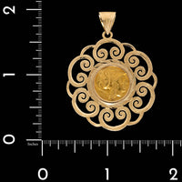 18K and 22K Yellow Gold Estate Greek Coin Pendant