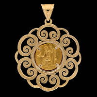 18K and 22K Yellow Gold Estate Greek Coin Pendant