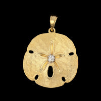 14K Yellow Gold Estate Diamond Sand Dollar Pendant