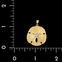 14K Yellow Gold Estate Diamond Sand Dollar Pendant
