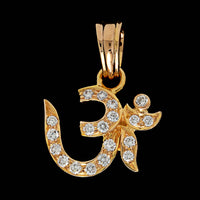 18K Yellow Gold Estate Diamond Om Pendant