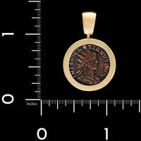 14K Yellow Gold Estate Bronze Roman Style Coin Pendant