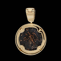 14K Yellow Gold Estate Bronze Roman Style Coin Pendant