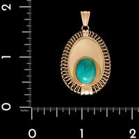 14K Yellow Gold Estate Turquoise Pendant