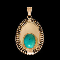 14K Yellow Gold Estate Turquoise Pendant