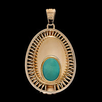 14K Yellow Gold Estate Turquoise Pendant