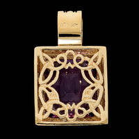 14K Yellow Gold Estate Amethyst and Diamond Pendant