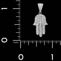18K White Gold Estate Diamond Hand of Hamsa Pendant