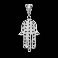 18K White Gold Estate Diamond Hand of Hamsa Pendant