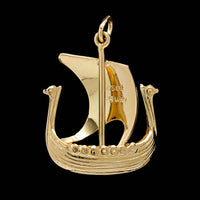 14K Yellow Gold Estate Viking Ship Charm, Norway