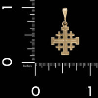 14K Yellow Gold Estate Jerusalem Cross Charm