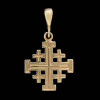 14K Yellow Gold Estate Jerusalem Cross Charm