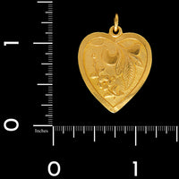 24K Yellow Gold Estate Heart Pendant