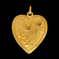 24K Yellow Gold Estate Heart Pendant