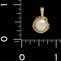 14K Yellow Gold Estate Cultured Mabe Pendant Enhancer