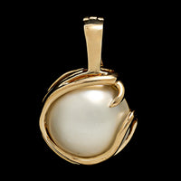 14K Yellow Gold Estate Cultured Mabe Pendant Enhancer