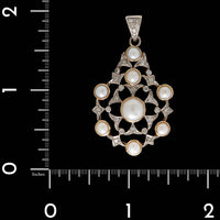 18K Two-tone Gold Estate Cultured Pearl and Diamond Pendant
