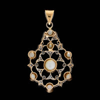 18K Two-tone Gold Estate Cultured Pearl and Diamond Pendant