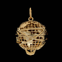14K Yellow Gold Estate World Globe Charm