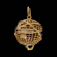 14K Yellow Gold Estate World Globe Charm