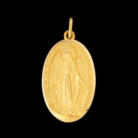 18K Yellow Gold Estate Miracilous Mary Medal