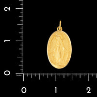 18K Yellow Gold Estate Miracilous Mary Medal