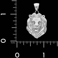 14K White Gold Estate Lion's Head Pendant