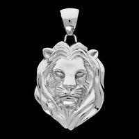 14K White Gold Estate Lion's Head Pendant