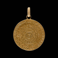 14K Yellow Gold Estate Aztec Sun Calendar Charm