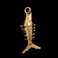 14K Yellow Gold Estate Articulated Fish Charm
