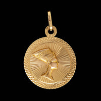 14K Yellow Gold Estate Blind Justice Nefertiti Reversable Charm