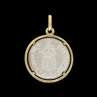 Sterling Silver and 18K Yellow Gold Estate Florin Replica Coin Pendant