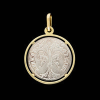 Sterling Silver and 18K Yellow Gold Estate Florin Replica Coin Pendant