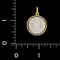 Sterling Silver and 18K Yellow Gold Estate Florin Replica Coin Pendant