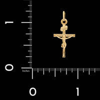 14K Yellow Gold Estate Crucifix Cross Pendant