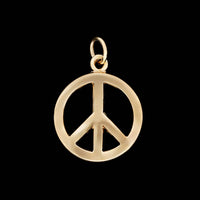 14K Yellow Gold Estate Peace Symbol Charm