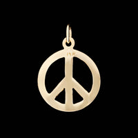 14K Yellow Gold Estate Peace Symbol Charm