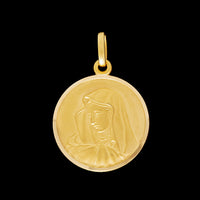 18K Yellow Gold Estate Virgin Mary Madonna Medal