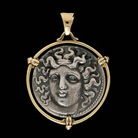 14K Yellow Gold and Sterling Silver Estate Greek Replica Larissa Coin Pendant