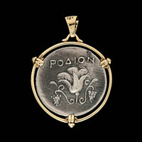 14K Yellow Gold and Sterling Silver Estate Greek Replica Larissa Coin Pendant