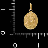 14K Yellow Gold Estate Christ Head Medal