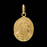 14K Yellow Gold Estate Christ Head Medal