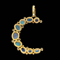 Temple St. Clair 18K Yellow Gold Estate Moonstone and Diamond Large Crescent Moon Pendant